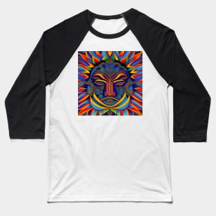 New World Gods (5) - Mesoamerican Inspired Psychedelic Art Baseball T-Shirt